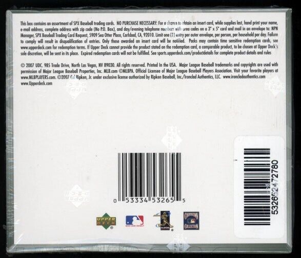 2007 SPX Baseball Hobby Box (Factory Sealed)