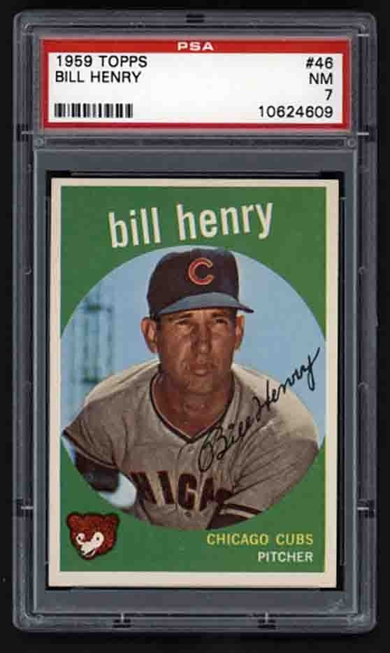 1959 Topps Baseball #46 Bill Henry PSA 7 NM Chicago Cubs